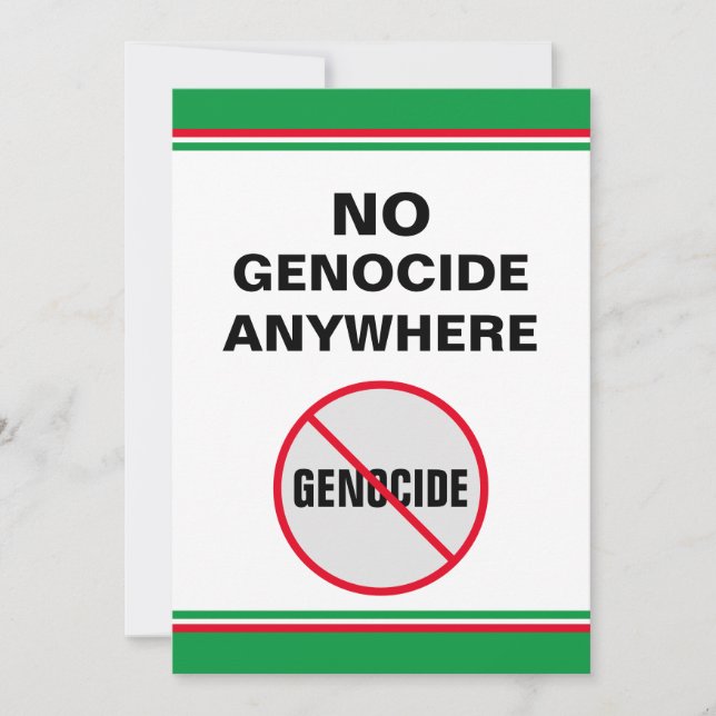 Anti-Genocide No Genocide Anywhere Speak Up Invitation (Front)