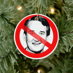 Anti Glenn Youngkin Crossed Out Face Ceramic Ornament