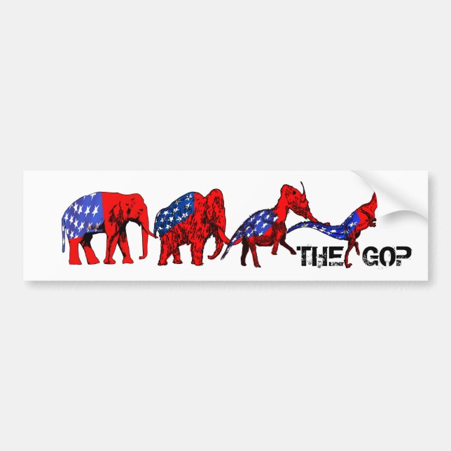 Anti-GOP Anti-Republican Evolution Satire Bumper Sticker (Front)