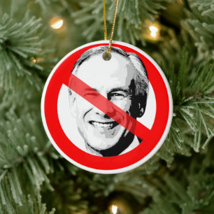 Anti Greg Abbott Crossed Out Face Ceramic Ornament