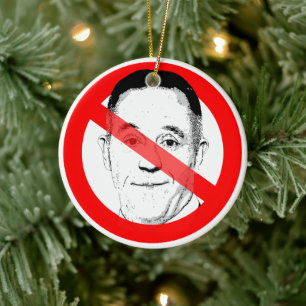 Anti Gutfeld Crossed Out Face Ceramic Ornament