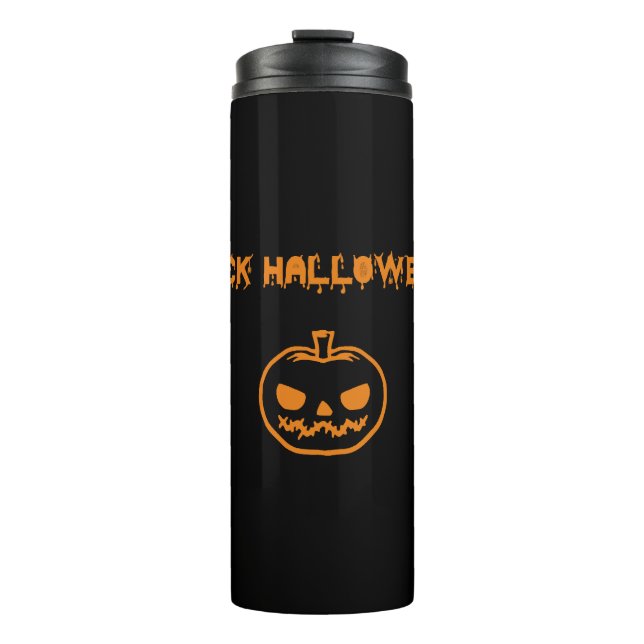 Anti Halloween pumpkin jack-o'-lantern Thermal Tumbler (Front)