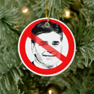 Anti Hannity Crossed Out Face Ceramic Ornament