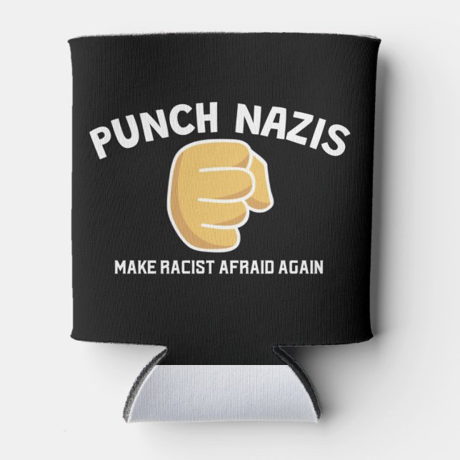 Anti-Hate Can Cooler – Punch Nazis, Stand Up (Front)