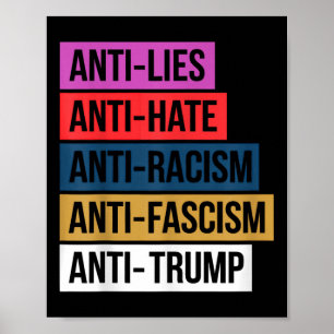 Anti Hate Lies Racism Fascism Resist Protest Trump Poster