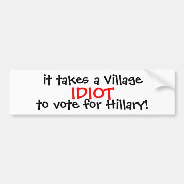 ANTI-HILLARY 2016 BUMPER STICKER (Front)