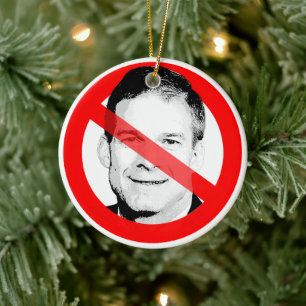 Anti Jim Jordan Crossed Out Face Ceramic Ornament