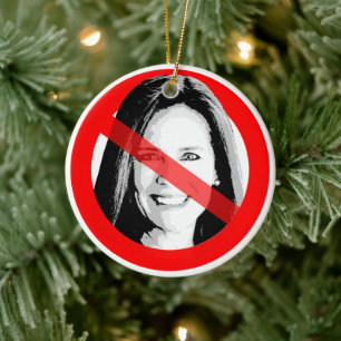 Anti Justice Amy Coney Barrett Crossed Out Face Ceramic Ornament