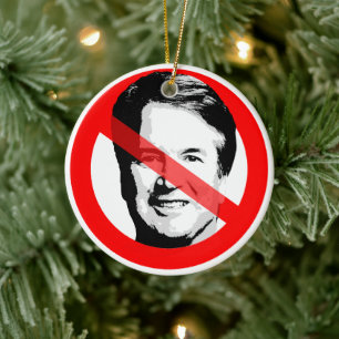 Anti Justice Brett Kavanaugh Crossed Out Face Ceramic Ornament