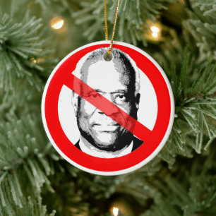 Anti Justice Clarence Thomas Crossed Out Face Ceramic Ornament