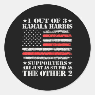 Anti Kamala Harris Stupid Joke American Flag Usa H Classic Round Sticker