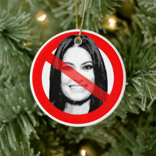 Anti Kimberly Guilfoyle Crossed Out Face Ceramic Ornament