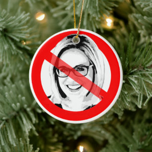 Anti Kyrsten Sinema Crossed Out Face Ceramic Ornament