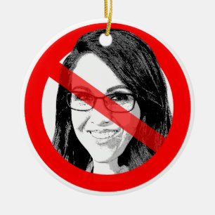 Anti Lauren Boebert Crossed Out Face Ceramic Ornament