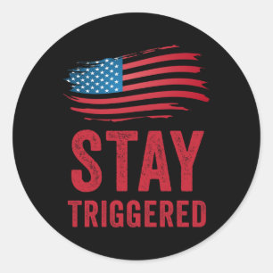 Anti Liberal Republican Stay Triggered Us Flag Pol Classic Round Sticker