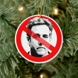 Anti Michael Cohen Crossed Out Face Ceramic Ornament