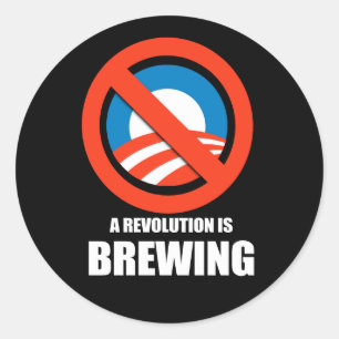 Anti-Obama - a revolution is brewing Classic Round Sticker