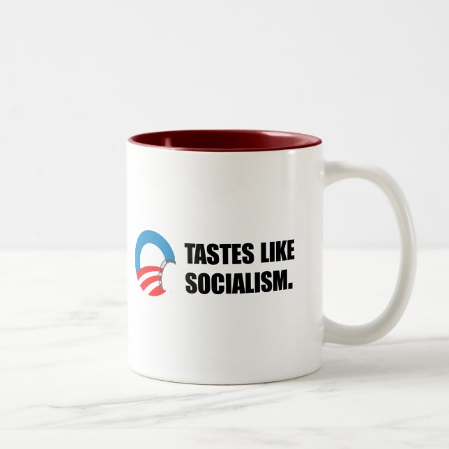 Anti-Obama Bumpersticker - Tastes like Socialism Two-Tone Coffee Mug (Right)
