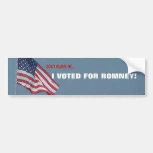 Anti Obama I Voted for Romney Republican Political Bumper Sticker