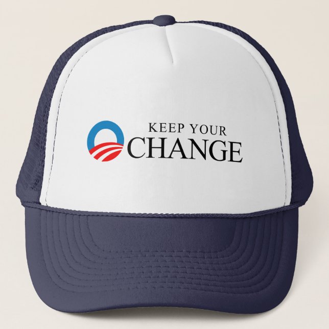 Anti-Obama - Keep your change black Trucker Hat (Front)