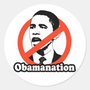 ANTI-OBAMA / OBAMANATION T-SHIRT CLASSIC ROUND STICKER