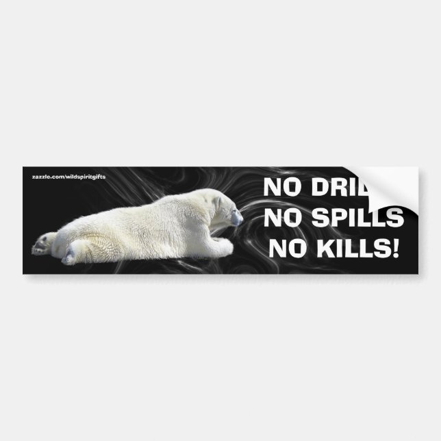 ANTI OIL-SPILL POLAR BEAR Wildlife Protection Bumper Sticker (Front)