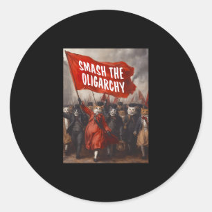 Anti Oligarchy - Cat Protest For Men Women Classic Round Sticker