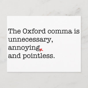 Anti-Oxford Comma Postcard