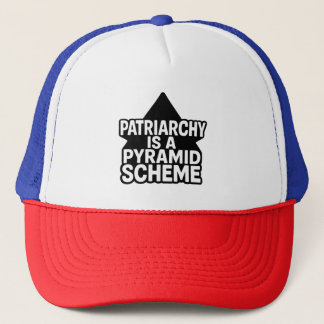 Anti-Patriarchy Pyramid Scheme in Black and White Trucker Hat