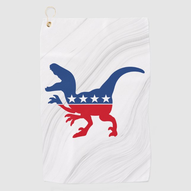 Anti-Politics Patriotic T-Rex Golf Towel (Front)