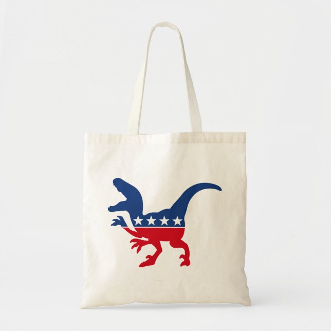 Anti-Politics Patriotic T-Rex Tote Bag (Front)