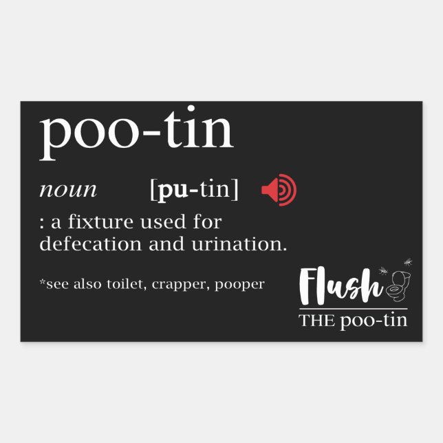 Anti Putin POOTIN Funny Dictionary Rectangular Sticker (Front)