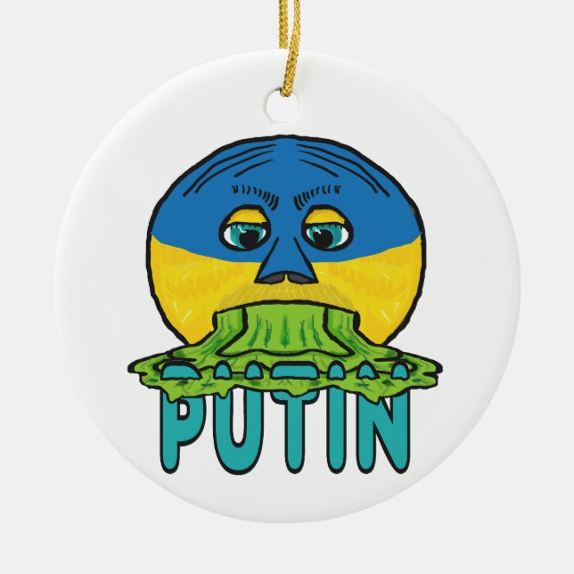 Anti Putin Pro Ukraine Ceramic Ornament (Front)