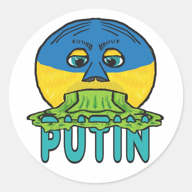 Anti Putin Pro Ukraine Classic Round Sticker (Front)