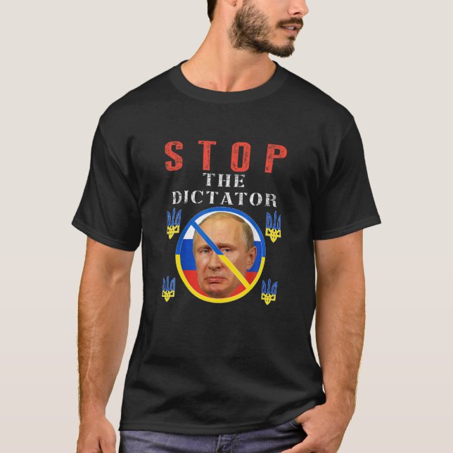Anti Putin, Stop Putin Ukraine Pride Flag Free T-Shirt (Front)