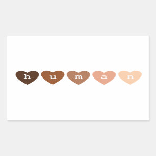 Anti-Racism Human Hearts Rectangular Sticker