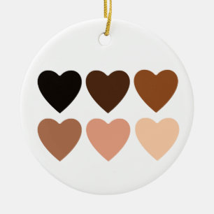 Anti-Racism Skintone Hearts Ceramic Ornament