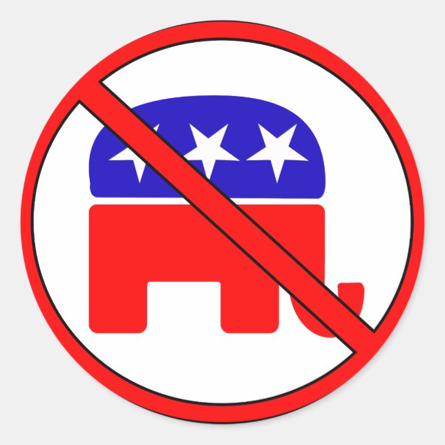 Anti Republican Elephant Classic Round Sticker (Front)