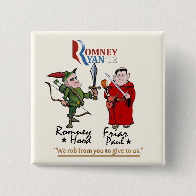 Anti-Romney/Ryan 15 Cm Square Badge (Front)