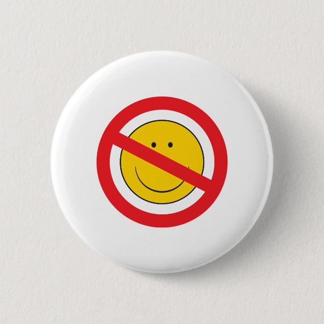 Anti-Smiley Face 6 Cm Round Badge (Front)