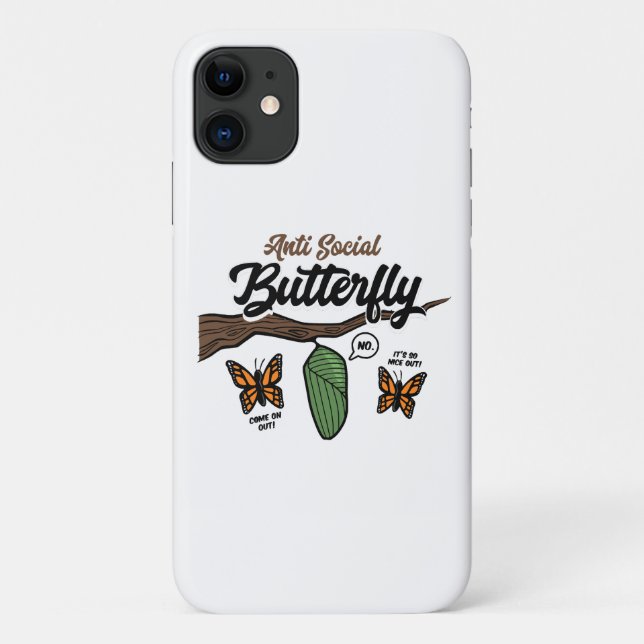 Anti Social Butterfly Case-Mate iPhone Case (Back)