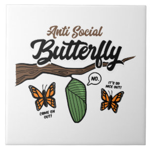 Anti Social Butterfly Ceramic Tile