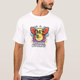 Anti-Social Butterfly Funny Introvert Nerd Design T-Shirt