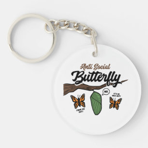 Anti Social Butterfly Key Ring