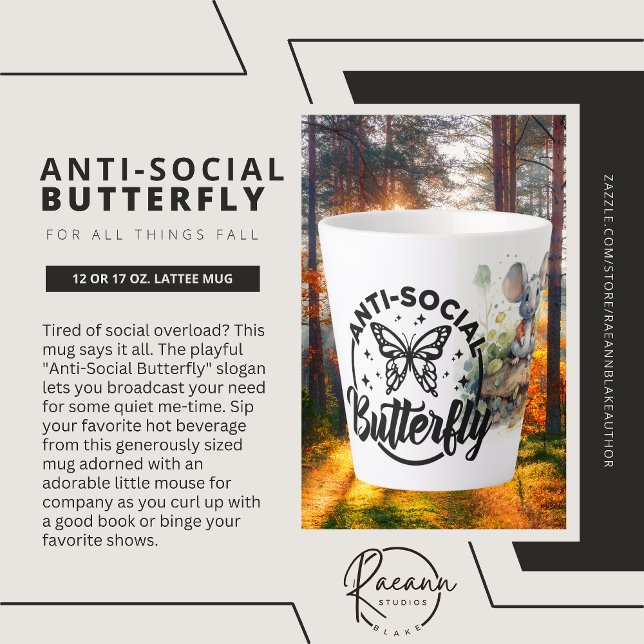 Anti-Social Butterfly Latte Mug (Creator Uploaded)