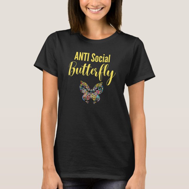 Anti Social Butterfly Monarch Butterflies Wing Int T-Shirt (Front)