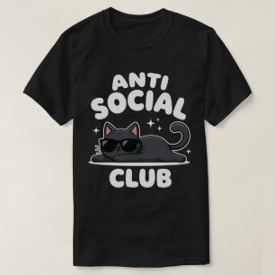 Anti Social Club Cool Black Cat Parody T-Shirt