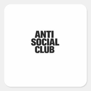 Anti Social Club Funny Introvert Minimalist Text Square Sticker