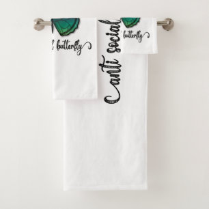 Anti Social Green Butterfly Bath Towel Set