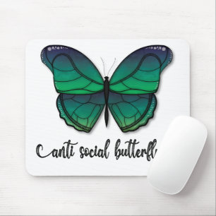 Anti Social Green Butterfly Mouse Pad